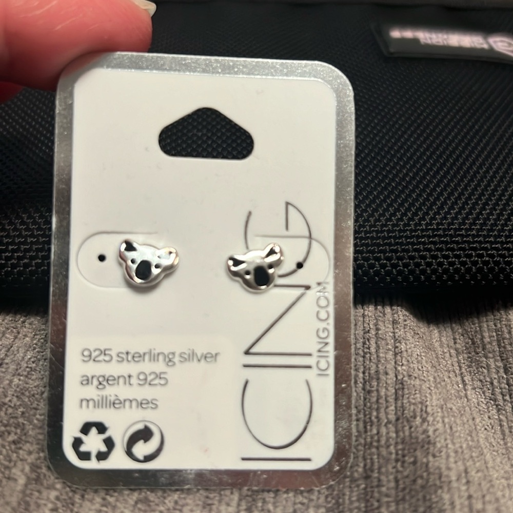 925 sterling silver Koala earrings- new